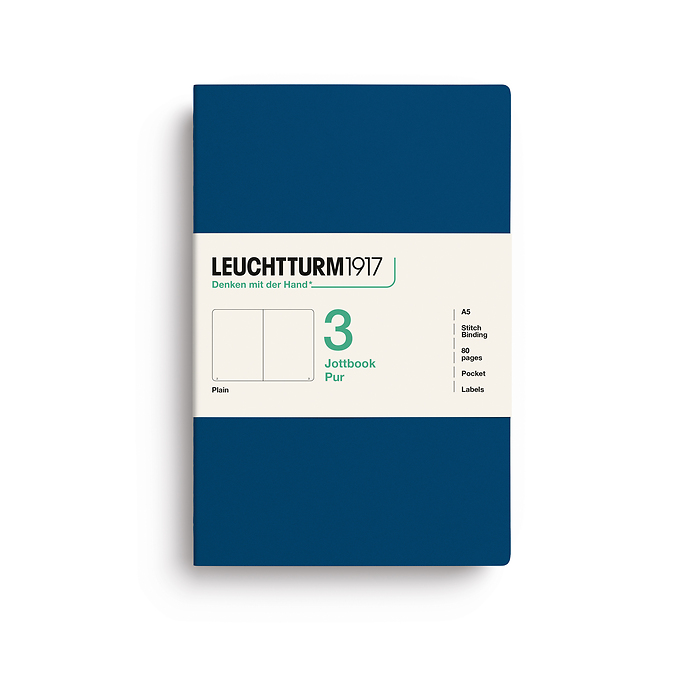 Jottbook pur (A5), 80 páginas numeradas, en blanco, Indigo, set de 3