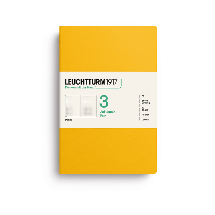 Jottbook pur (A5), 80 páginas numeradas, dotted, Sunflower, set de 3