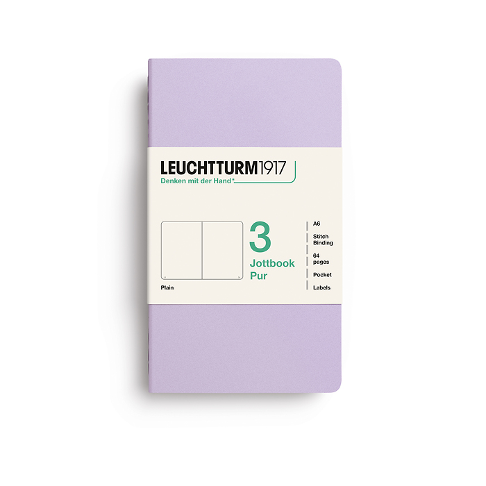 Jottbook pur (A6), 64 páginas numeradas, en blanco, Lilac, set de 3