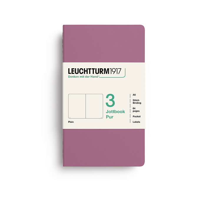 Jottbook pur (A6), 64 páginas numeradas, en blanco, Dusty Rose, set de 3