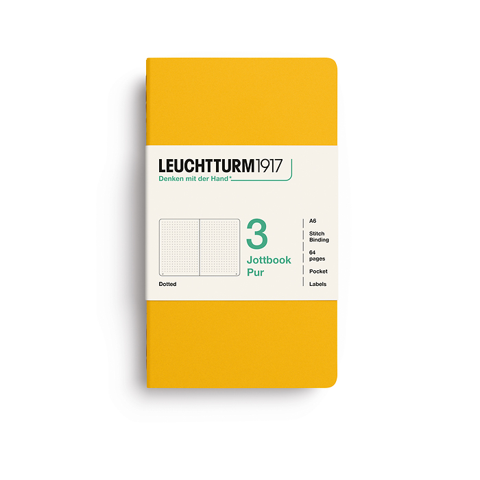 Jottbook pur (A6), 64 páginas numeradas, dotted, Sunflower, set de 3