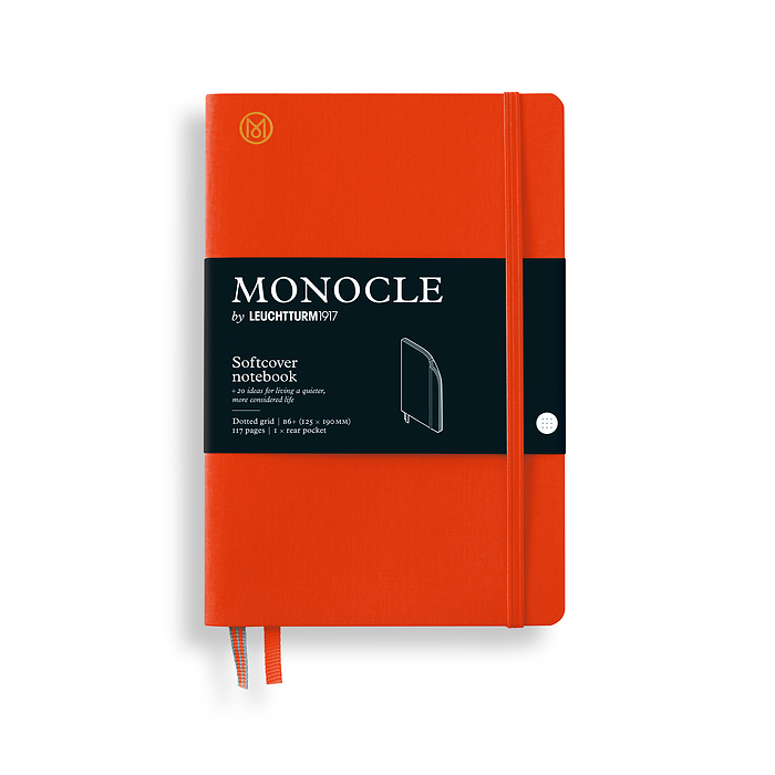 Libreta B6+ Monocle, Softcover, 128 páginas numeradas, Mandarin, punteado