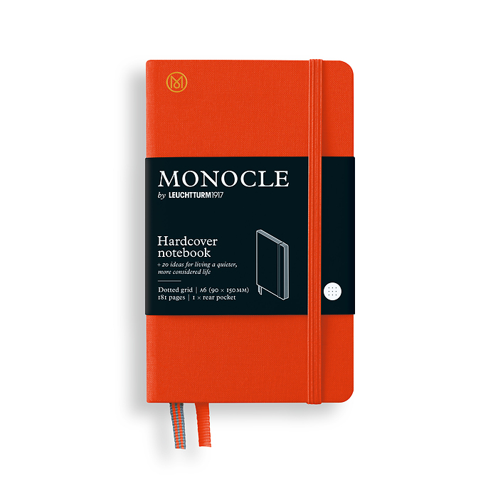 Libreta A6 Monocle, Hardcover, 192 páginas numeradas, Mandarin, punteado