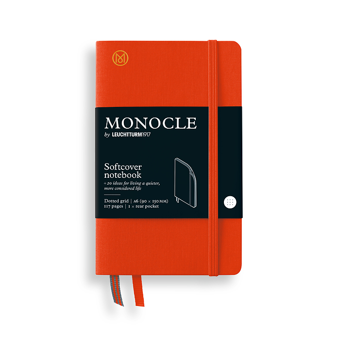 Libreta A6 Monocle, Softcover, 128 páginas numeradas, Mandarin, punteado