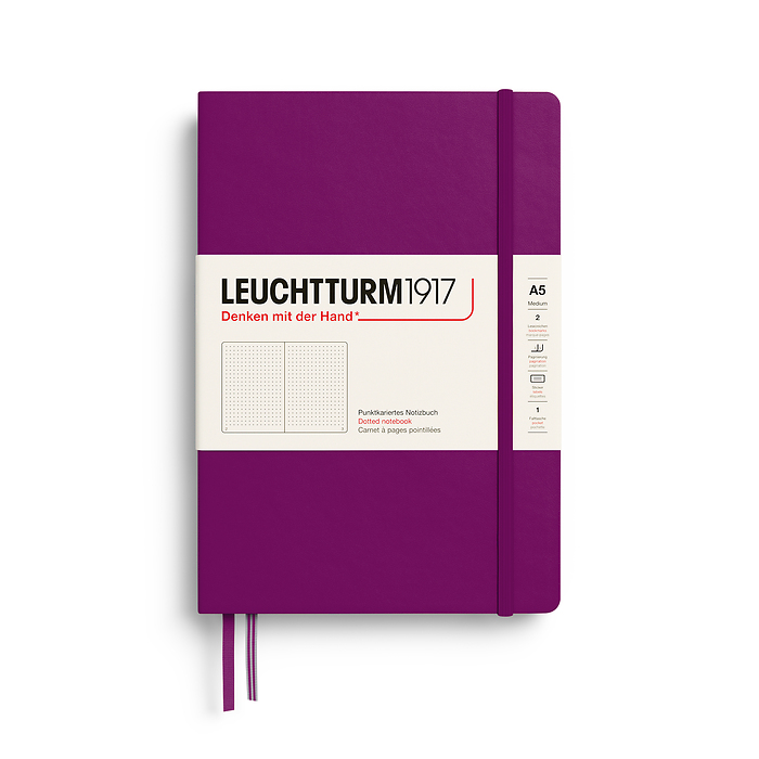 Libreta de notas (A5), Tapas duras, 251 páginas num., Burgundy, punteado